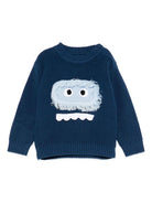 Maglione per neonato Stella McCartney Kids blu con faccia di mostro TX9510 Z1528 633 STELLA McCARTNEY KIDS 