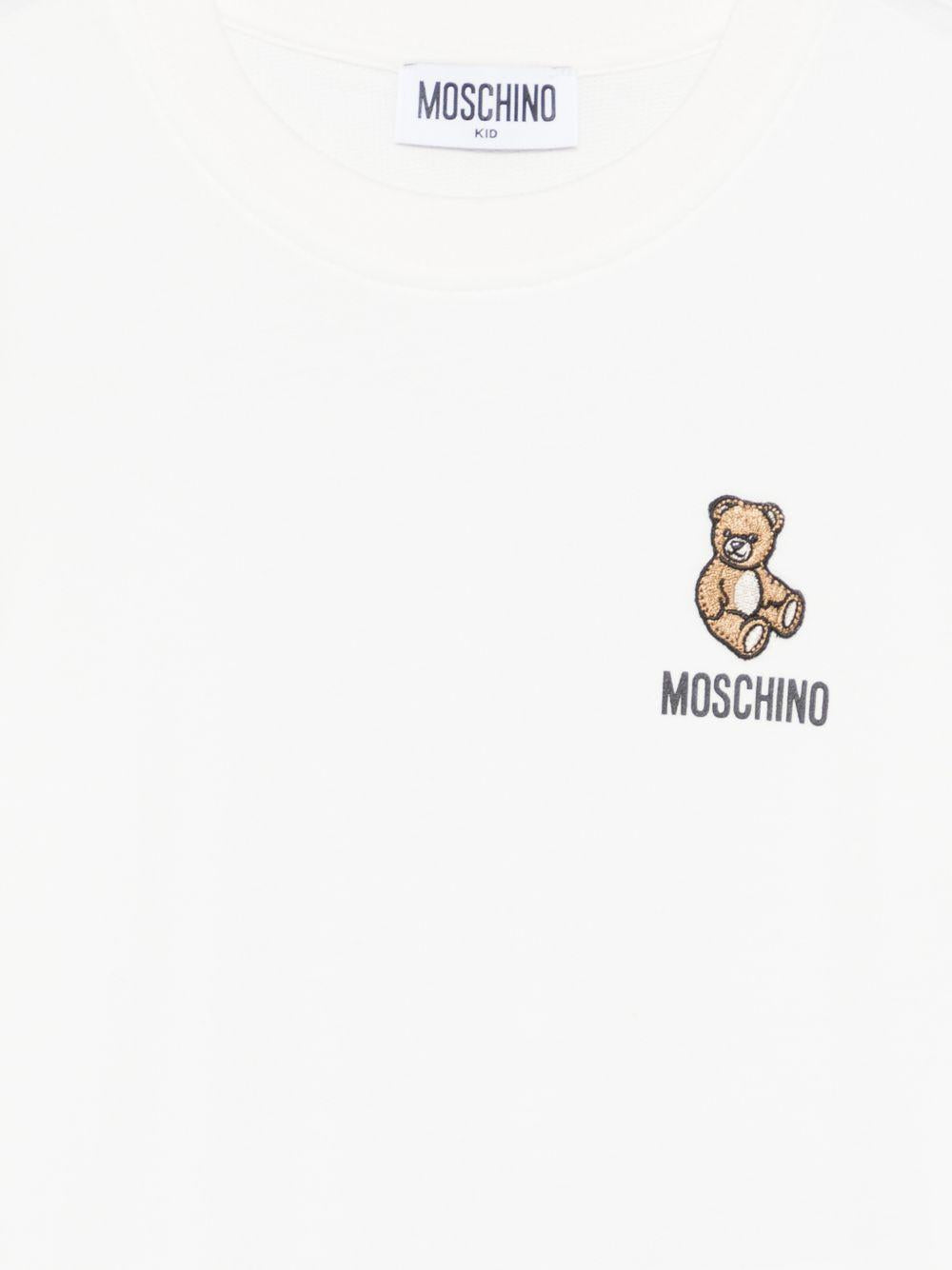 Felpa per bambini Moschino Kids bianco con ricamo Teddy Bear HUF09XLCA19 10063 MOSCHINO KIDS 