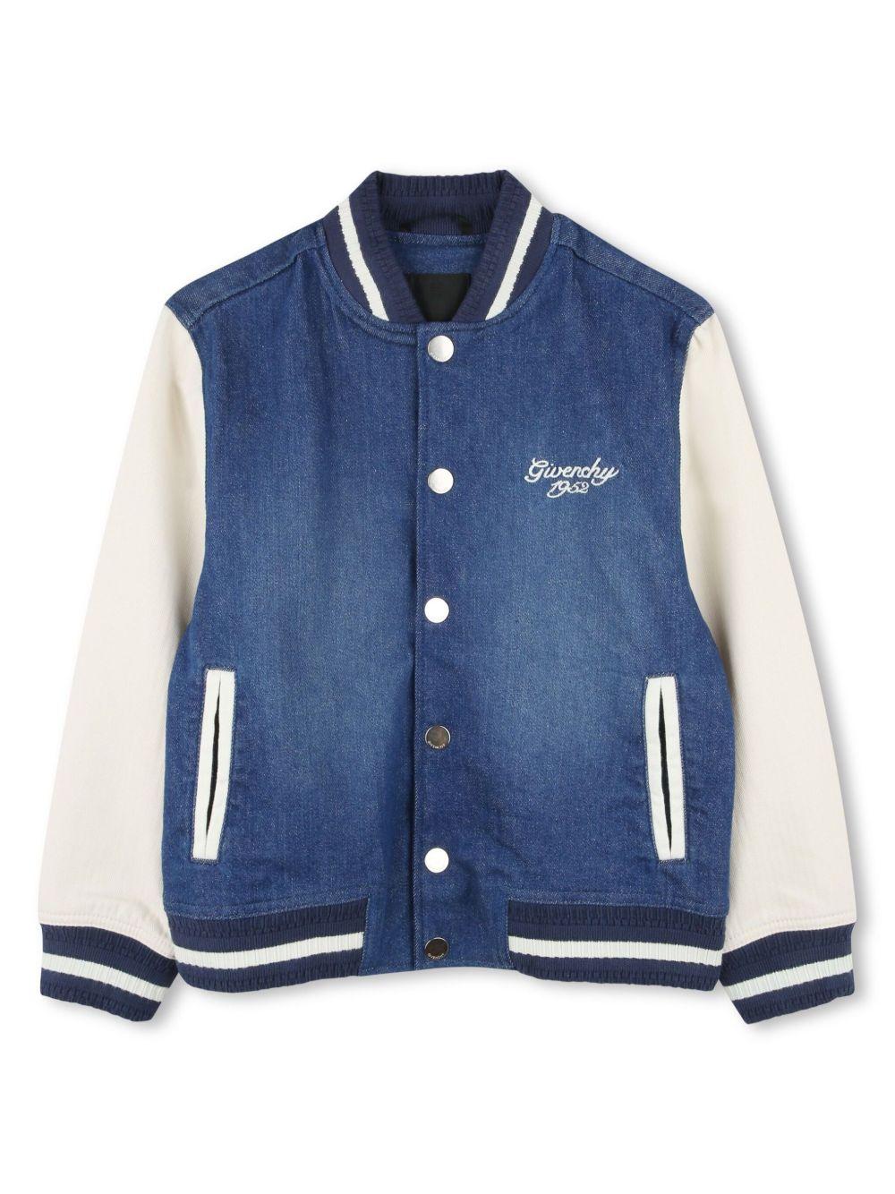 Bomber con logo per bambino Givenchy Kids blu con orlo a coste H30814 Z10 GIVENCHY KIDS 
