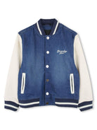 Bomber con logo per bambino Givenchy Kids blu con orlo a coste H30814 Z10 GIVENCHY KIDS 