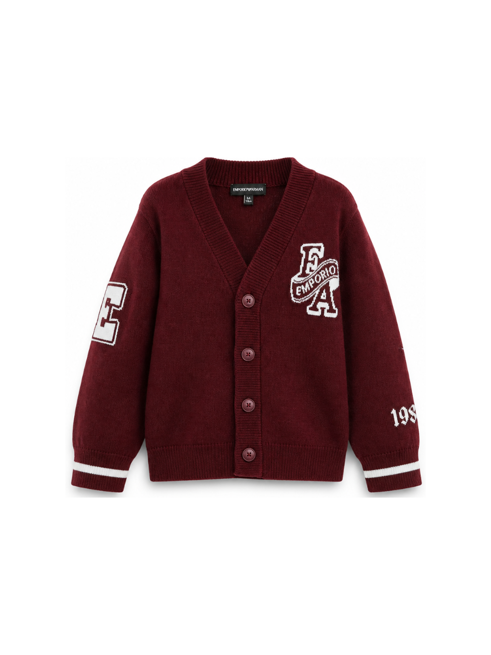 Cardigan per bambino Emporio Armani Kids bordeaux a maniche lunghe EB001686 AF27314 UA343 EMPORIO ARMANI KIDS 