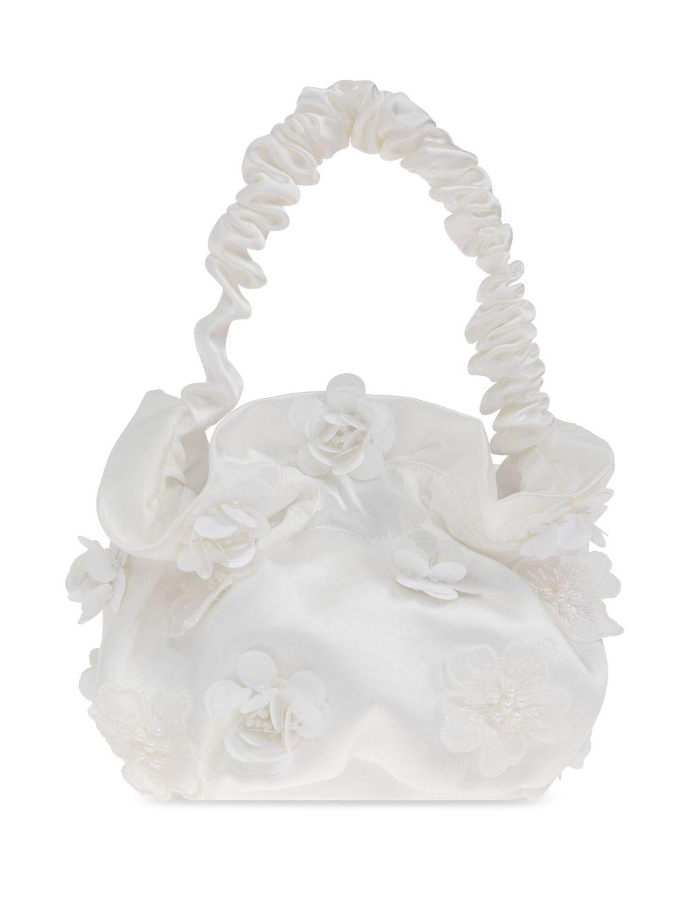 Borsa a spalla per bambina Self-Portrait Kids bianco con applicazione a fiori SS25-727-C CREAM SELF-PORTRAIT KIDS 