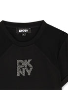 T-shirt per bambina Dkny Kids nera con logo con strass D62694 09B DKNY KIDS 