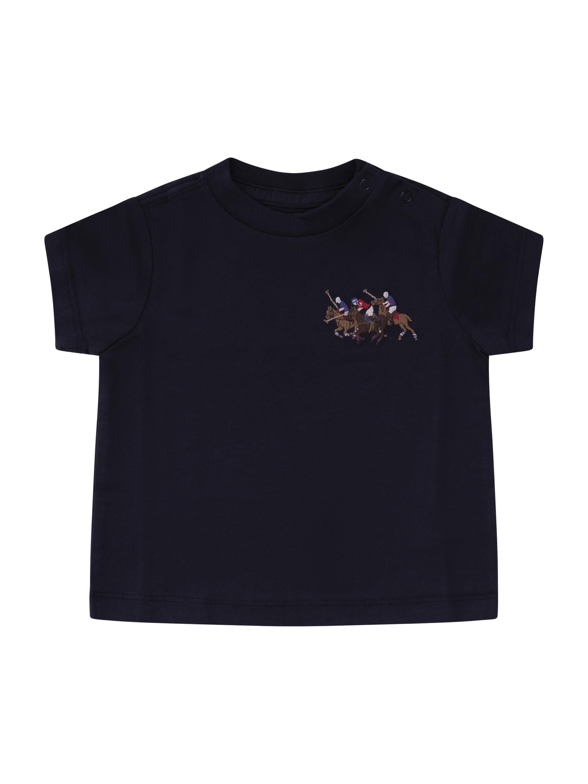 T-shirt per neonato Polo Ralph Lauren Kids nera con Equestrian Knight sul davanti 320A95734 001 Ralph Lauren kids 