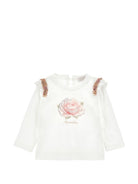 T-shirt per neonata Monnalisa Kids bianca con dettagli ruches 39H602 8002 0001 MONNALISA KIDS 
