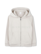 Felpa per bambino Givenchy Kids bianco con cappuccio e chiusura zip H30703 184 GIVENCHY KIDS 