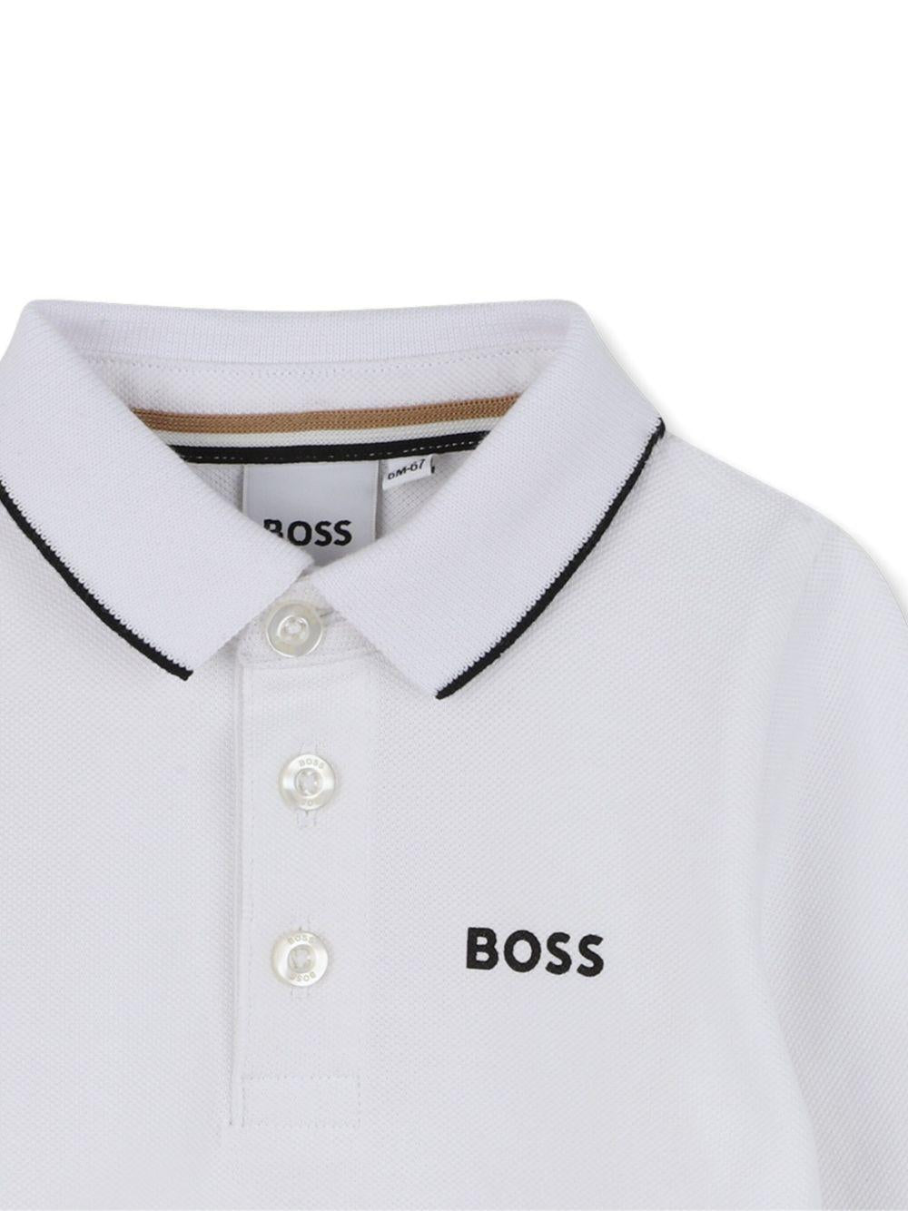 Polo a maniche lunghe per neonato Boss Kidswear bianca con logo J52449 10P BOSS KIDS 