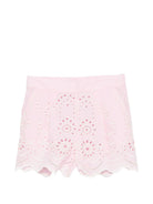 Shorts per bambina MC2 Saint Barth Kids rosa con ricamo floreale in broderie anglaise AMN0002 03034L MC2 ST. BARTH KIDS 