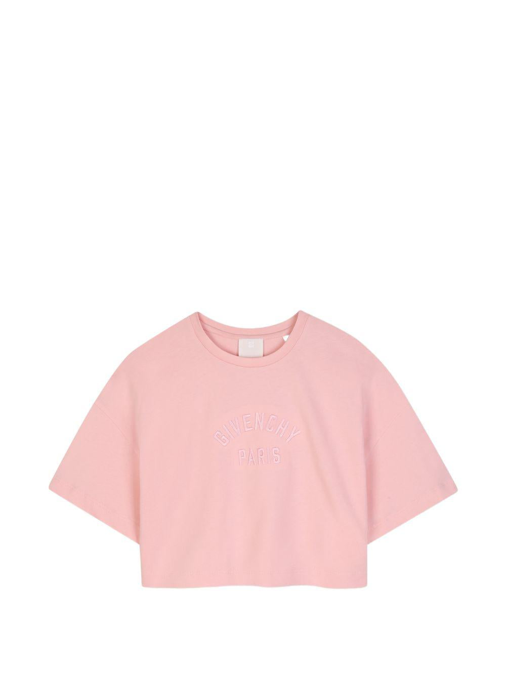 T-shirt per bambina Givenchy Kids rosa con taglio crop H31559 46G GIVENCHY KIDS 