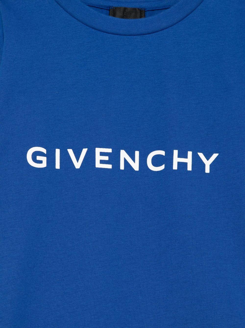 T-shirt per bambini Givenchy Kids blu con scritta con logo H30958 865 GIVENCHY KIDS 
