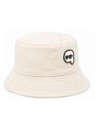 Cappello da pescatore per bambino Karl Lagerfeld Kids beige reversibile con toppa e logo Z31206 211 KARL LAGERFELD KIDS 