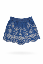 Shorts per bambina MC2 Saint Barth Kids blu con dettagli ricamati AMN0002 00473L MC2 ST. BARTH KIDS 