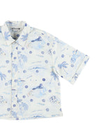 Camicia per bambino Bonpoint bianca con stampa grafica blu all-over S06BSHW00015 615 BONPOINT KIDS 