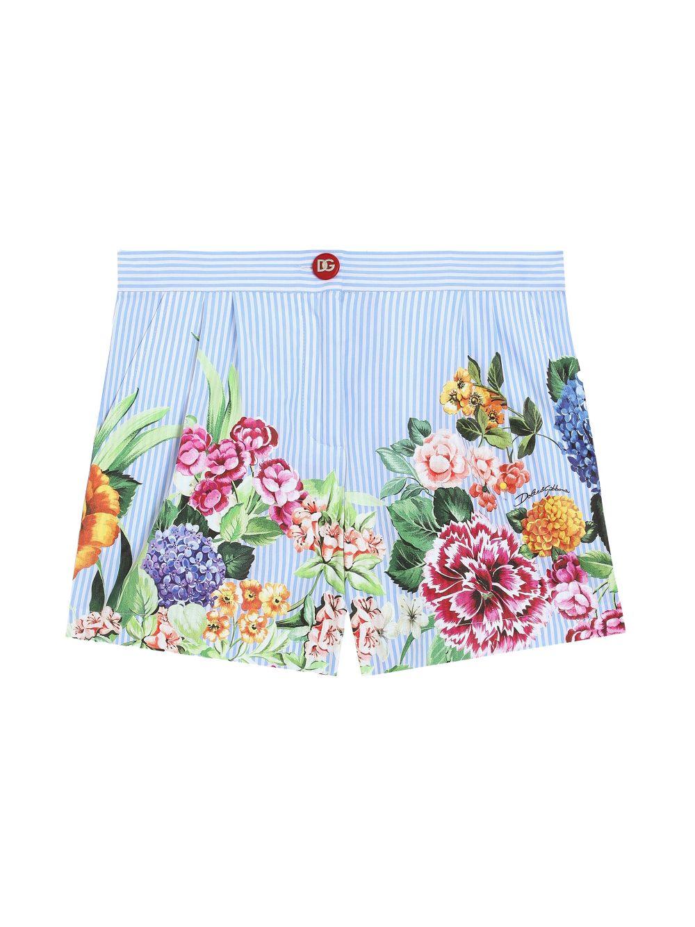Shorts per bambina Dolce & Gabbana Kids azzurro con stampa a fiori L53Q39 FI5K7 HH5KU DOLCE & GABBANA KIDS 