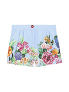 Shorts per bambina Dolce & Gabbana Kids azzurro con stampa a fiori L53Q39 FI5K7 HH5KU DOLCE & GABBANA KIDS 