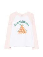 T-shirt per bambina Casablanca Kids bianca e rosa con stampa grafica KPF26JTS09901 PINK WHITE CASABLANCA KIDS 