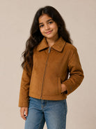 Giubbino per bambina Monnalisa Kids marrone con colletto alla francese 41H102 8404 0005 MONNALISA KIDS 