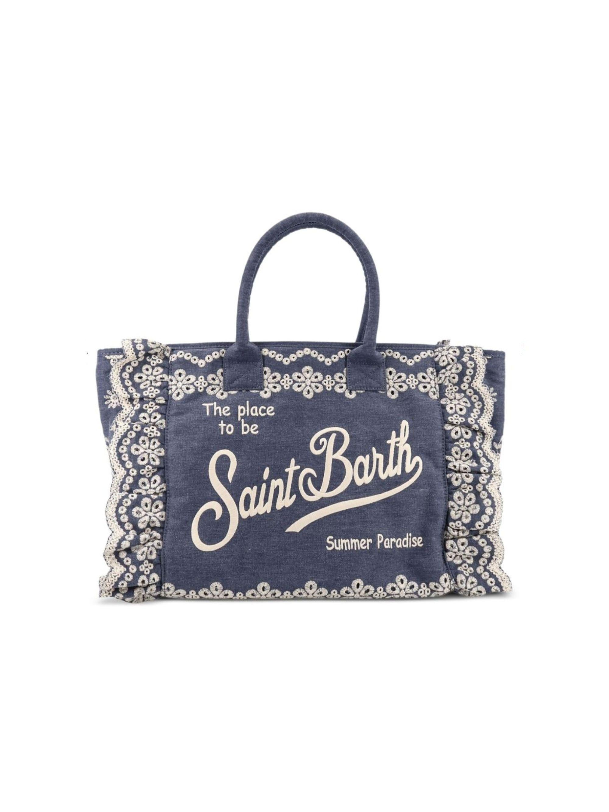Borsa Vanity MC2 Saint Barth in denim con pizzo sangallo VANI0029 00485L MC2 ST. BARTH KIDS 