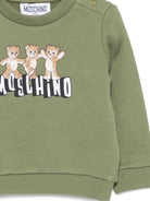 Felpa per neonati Moschino Kids verde con stampa tre Teddy Bear MTF060LCA89 30037 MOSCHINO KIDS 