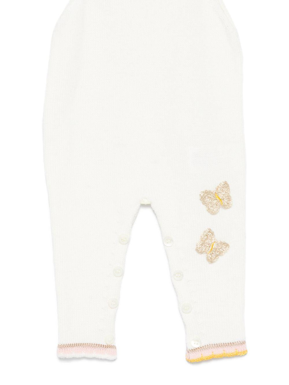 Salopette per neonata Gensami bianca con applicazione farfalle OVERLONG-BUTTERFLY-CO OFF WHITE/PINK GENSAMI KIDS 