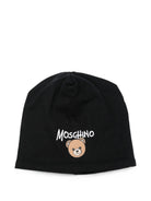 Berretto per bambino Moschino Kids nero con stampa grafica HNX02MLCA94 60100 MOSCHINO KIDS 