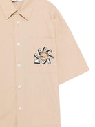 Camicia per bambino Moschino Kids beige con stampa grafica sul petto HUC01WLLA10 20829 MOSCHINO KIDS 