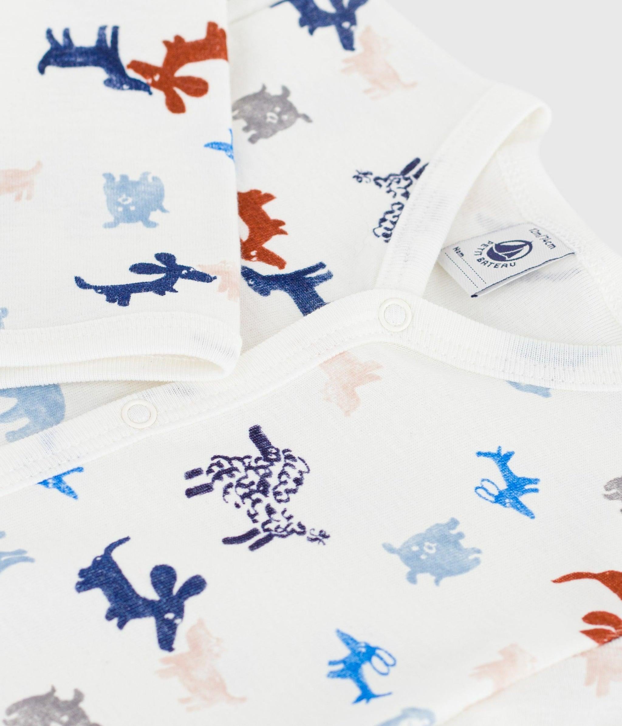 Tutina per neonati Petit Bateau bianca con stampa grafica animali all-over A0FAV 01 PETIT BATEAU 