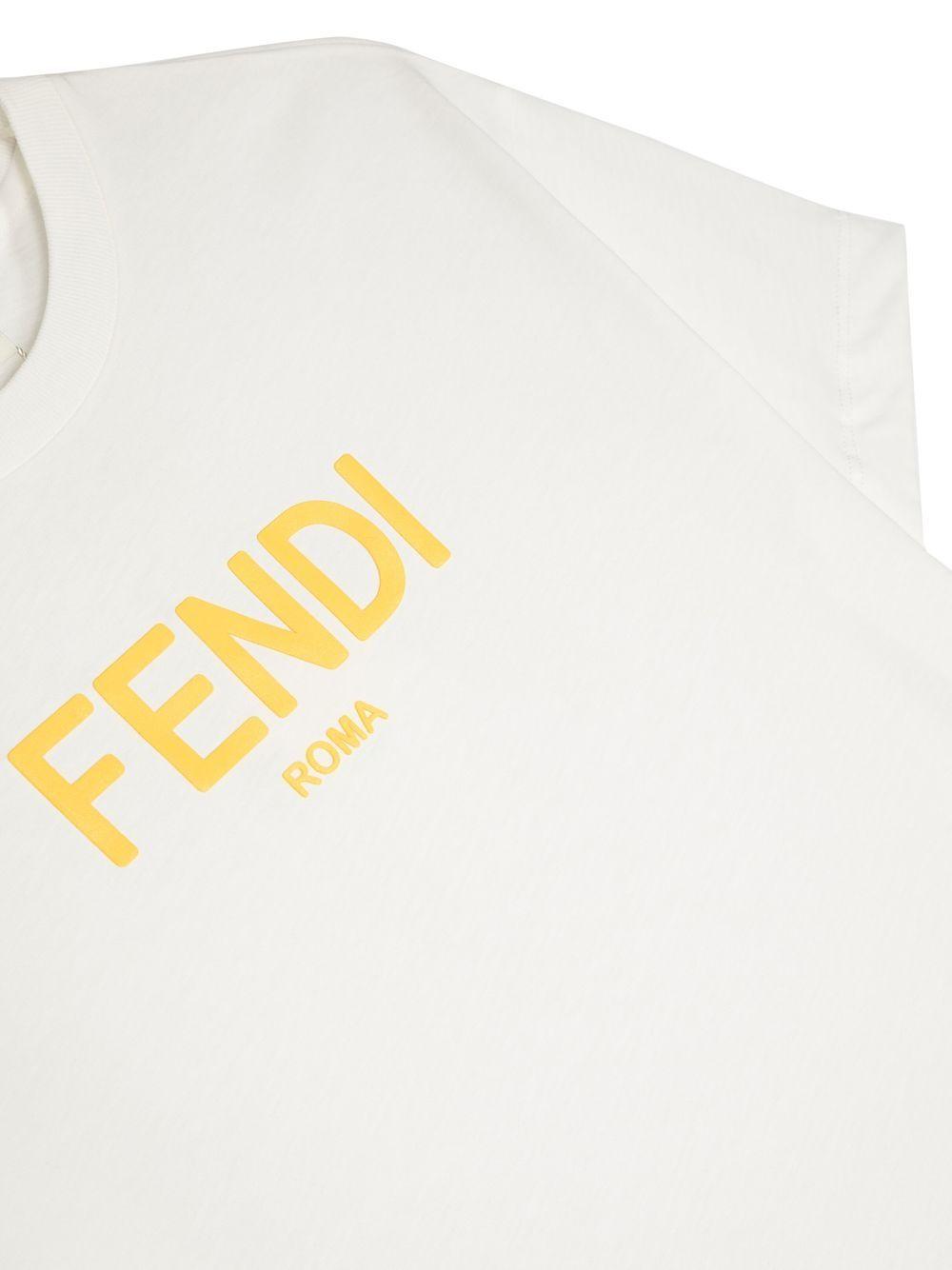 T-shirt per bambini Fendi Kids bianca con logo sul davanti JUI137 7AJ F0TU9 FENDI KIDS 