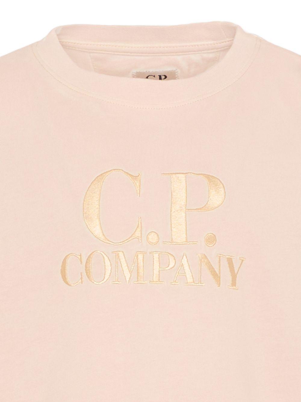 T-shirt per bambino C.P. Company Kids beige con logo sul davanti CNM00QLAA17 10135 C.P.COMPANY KIDS 