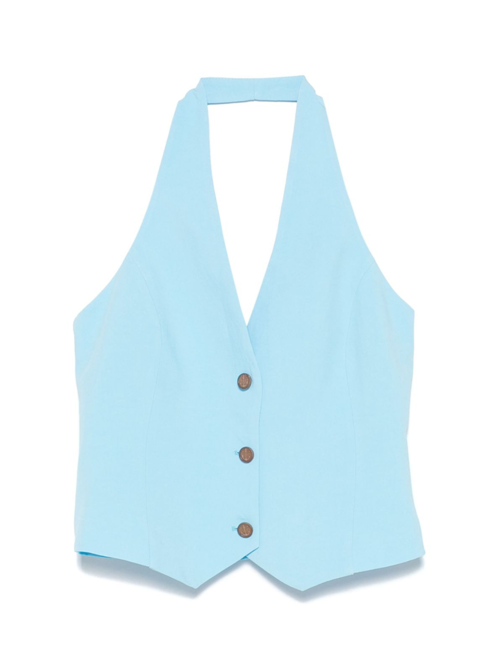 Gilet per donna Merci azzurro con trama slub e scollo all'americana TOM017 PISCINA MERCI 