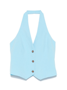 Gilet per donna Merci azzurro con trama slub e scollo all'americana TOM017 PISCINA MERCI 