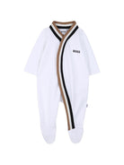 Set quattro pezzi per neonato Boss Kids bianco con logo sul davanti J53055 10P BOSS KIDS 