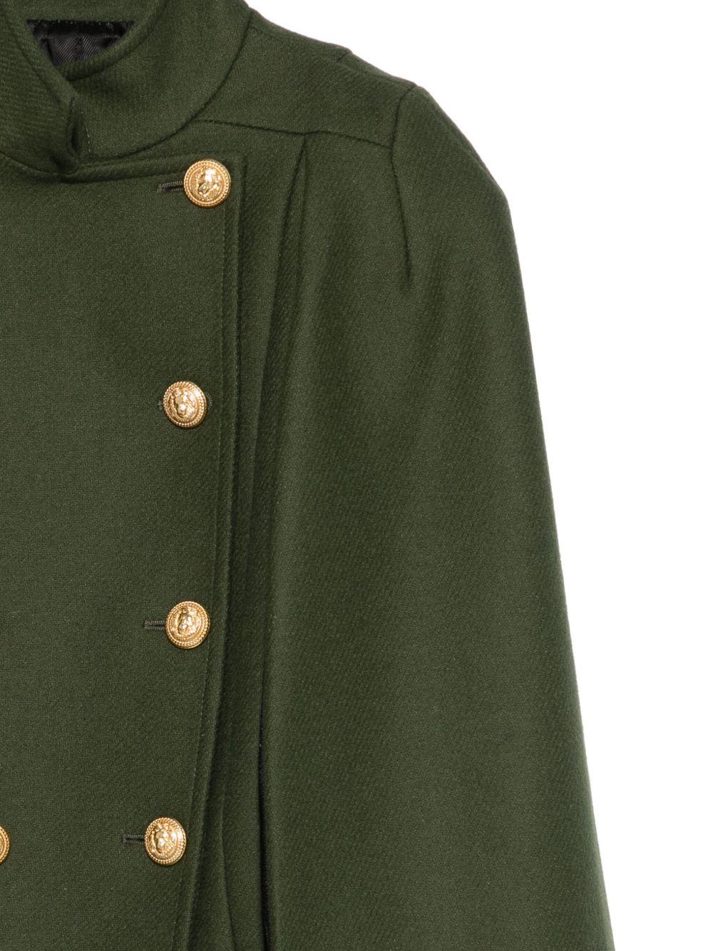 Cappotto a mantella per bambina Balmain Kids verde con collo alto BX2B03 E0169 762OR BALMAIN KIDS 
