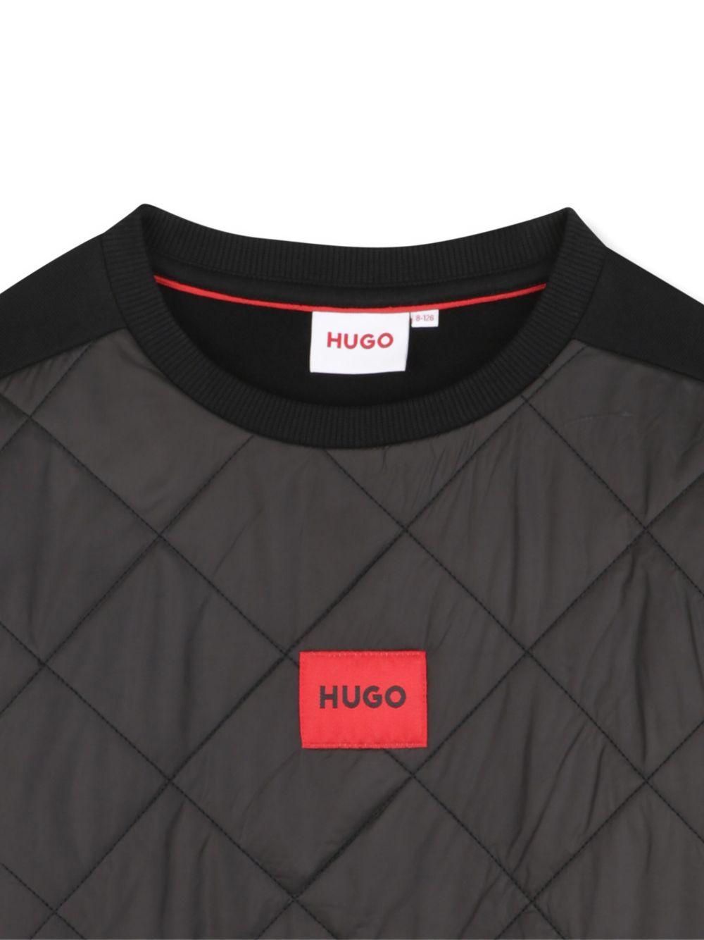 Felpa per bambino Hugo Kids nero con inserti trapuntati G00450 09B Hugo 