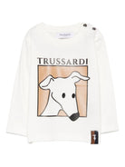 T-shirt per neonato Trussardi Junior bianco con stampa frontale TIA25085TS OFF-WHITE TRUSSARDI JUNIOR 