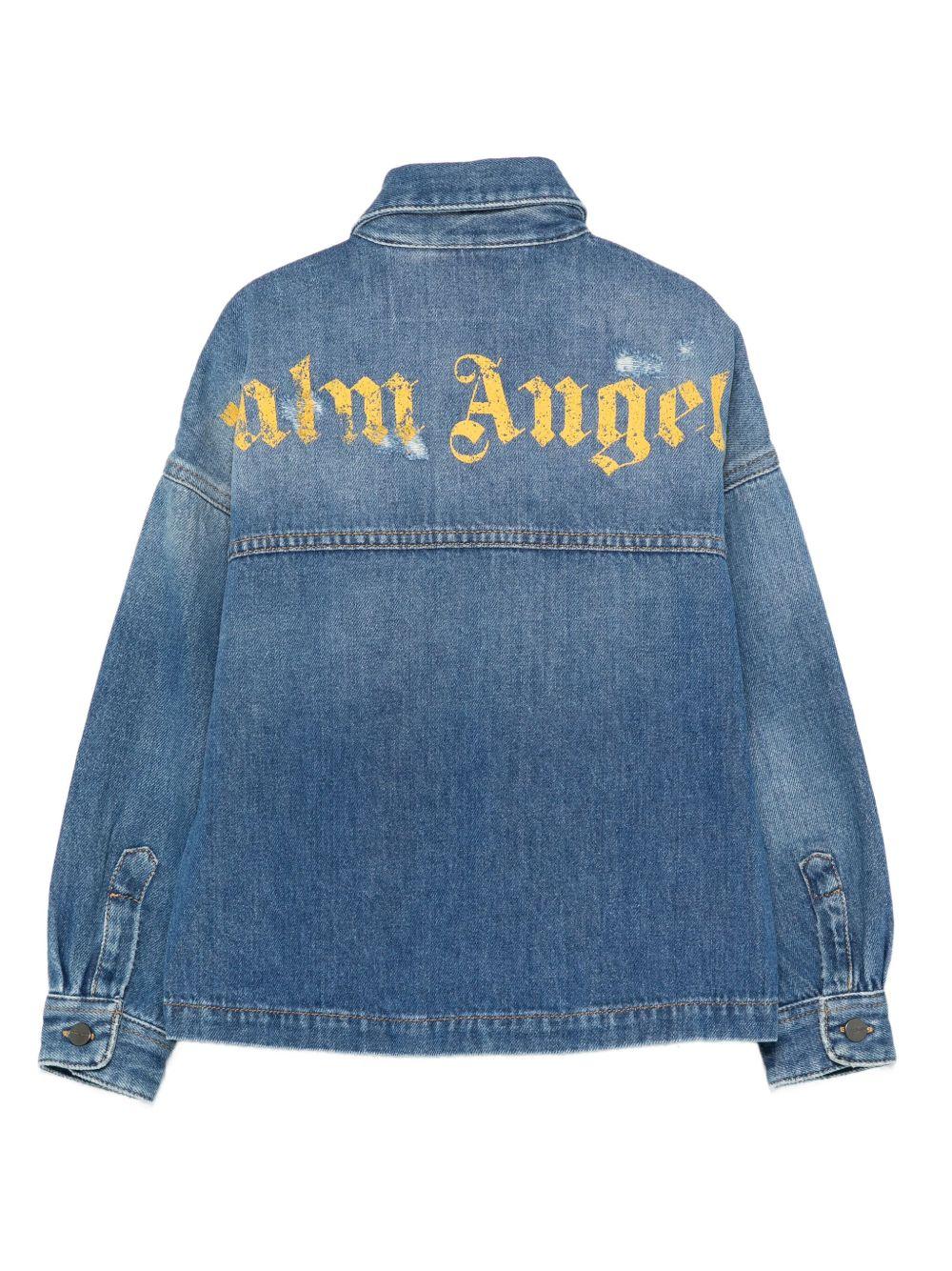 Camicia per bambino Palm Angels Kids in denim con ricamo con logo PBYD006F25DEN001 4416 PALM ANGELS KIDS 
