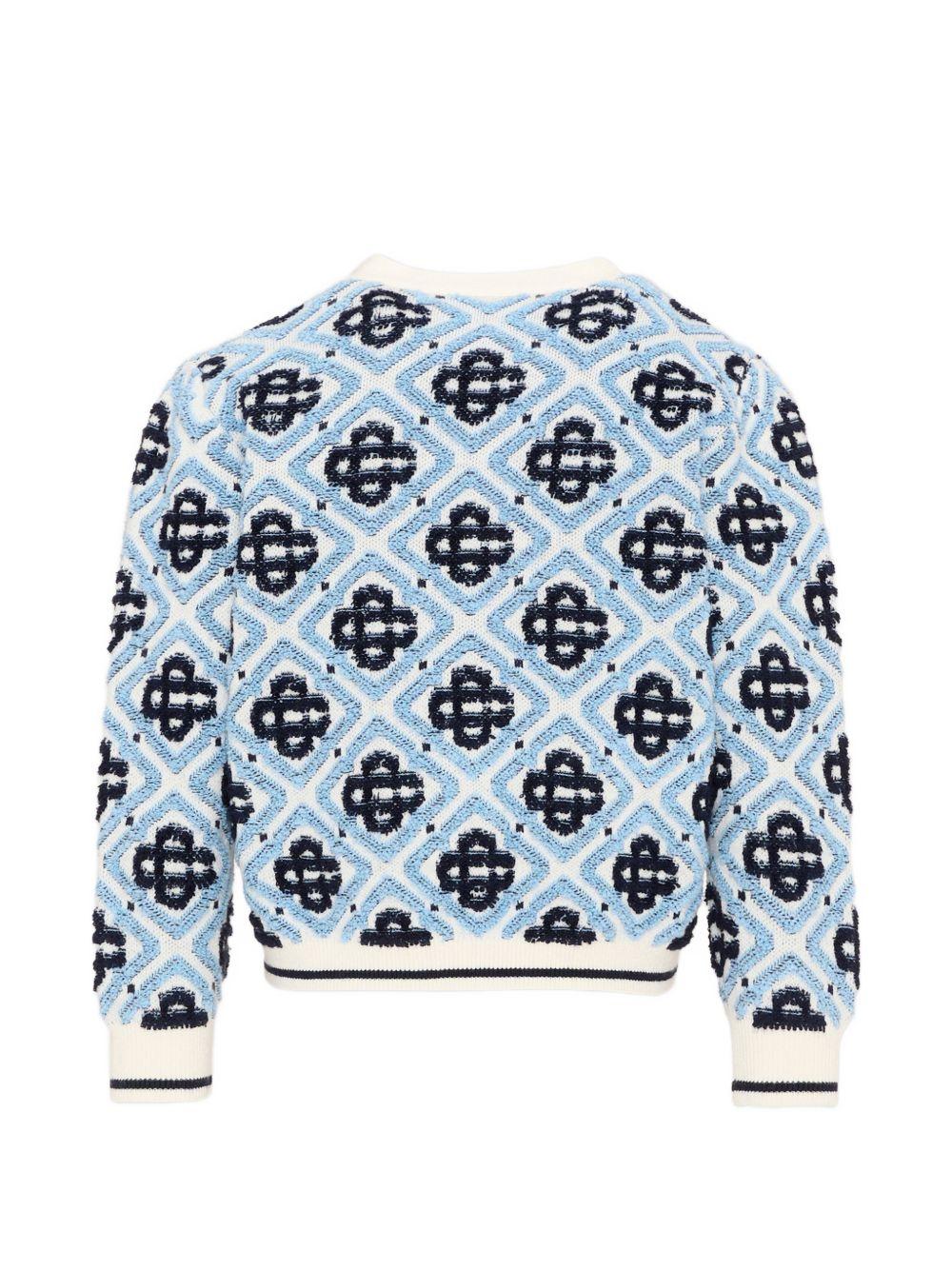Cardigan per bambina Casablanca Kids azzurro con motivo mongramma all-over KPF26KW151201 MONOGRAM CASABLANCA KIDS 