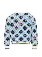 Cardigan per bambina Casablanca Kids azzurro con motivo mongramma all-over KPF26KW151201 MONOGRAM CASABLANCA KIDS 