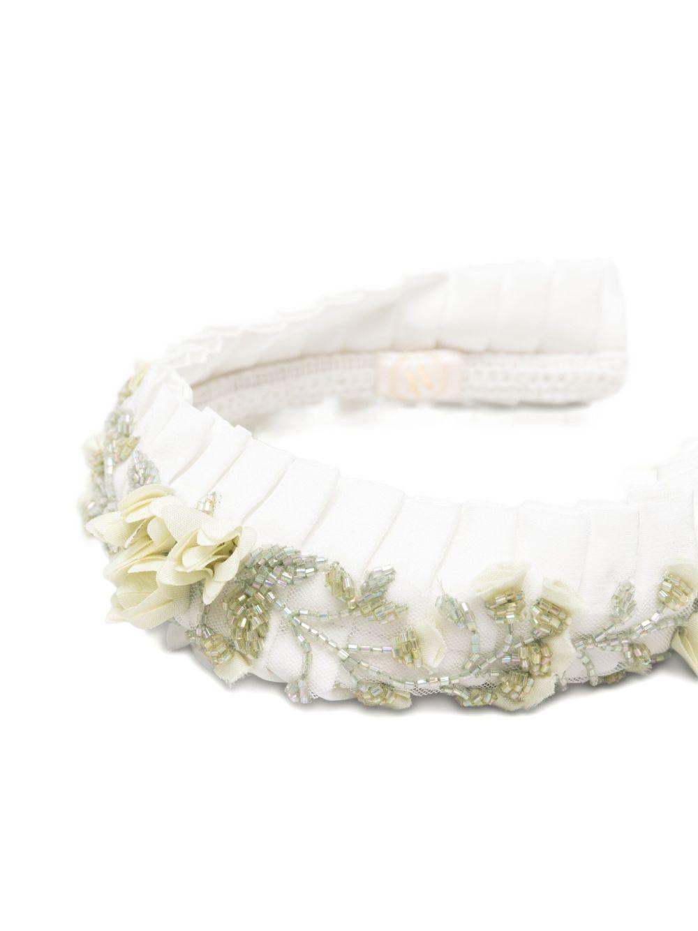 Cerchietto per bambina Maison Ava bianco con decorazioni floreali MA FW25 HB02 OFF WHITE MAISON AVA KIDS 