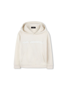 Felpa con cappuccio per bambino Karl Lagerfeld Kids bianco con trama jersey Z30576 195 KARL LAGERFELD KIDS 