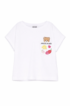 T-shirt per bambina Moschino Kids bianca con stampa Teddy Bear HDM06XLFA06 10101 MOSCHINO KIDS 