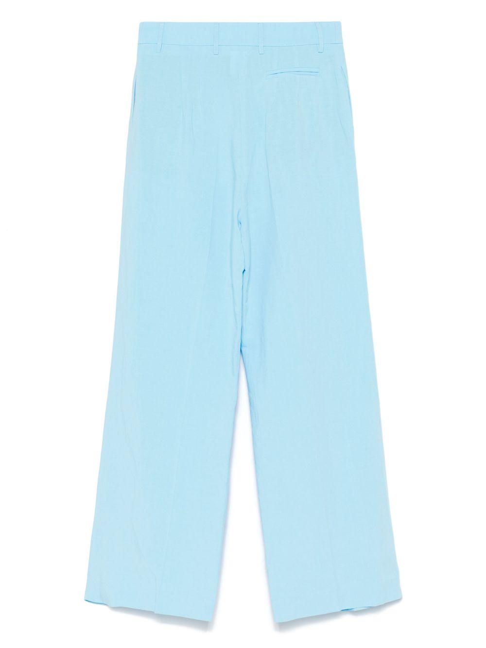 Pantaloni sartoriali per donna merci azzurro con chiusura con occhiello e zip P382 PISCINA MERCI 