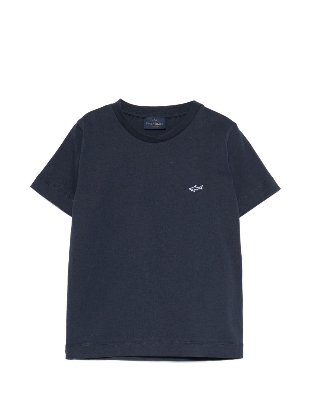 T-shirt per bambino Paul & Shark Kids blu con dettaglio squalo sul davanti WUM004LAA54 42370 PAUL & SHARK KIDS 