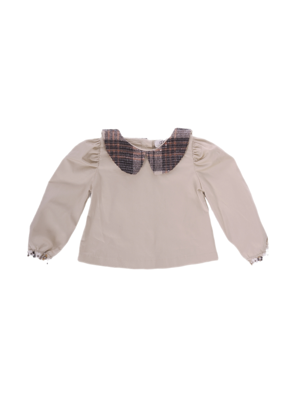 Camicia per neonata A'lapage beige con colletto con motivo scozzese AL22NB BEIGE A'LAPAGE 