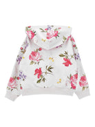 Felpa per bambina Monnalisa bianca con stampa fiori all-over 19G800 7009 9990 MONNALISA KIDS 