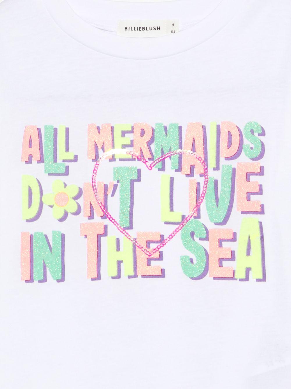T-shirt per bambina Billieblush bianca con scritta "All mermaids don't live in the sea" sul davanti U21942 10P BILLIEBLUSH 