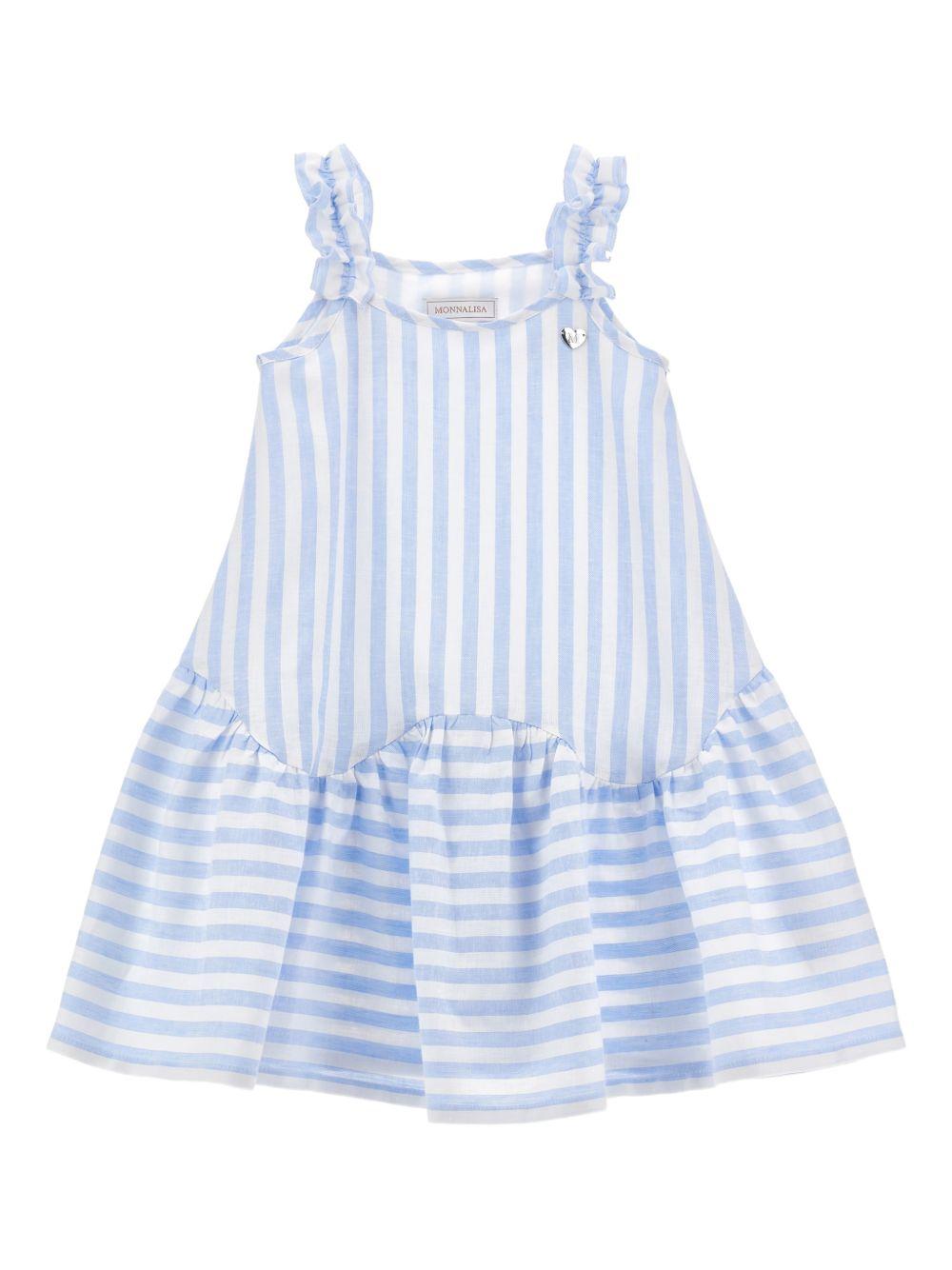 Abito per bambina Monnalisa azzurro con design a righe 11G915 7320 9958 MONNALISA 
