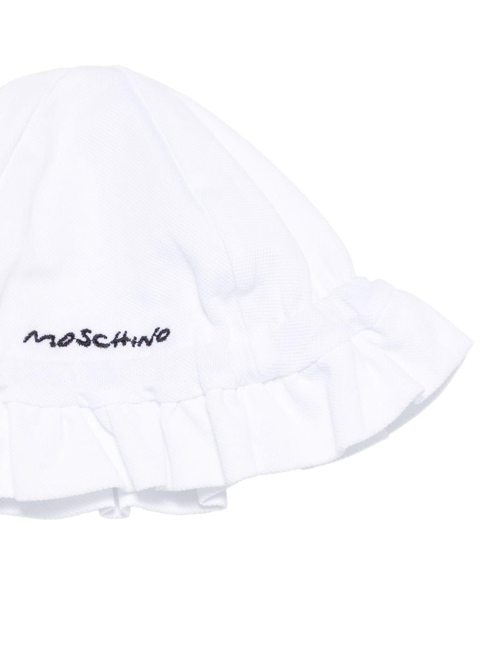 Tutina e cappellino per neonata Moschino Kids bianchi con stampa Bear MDY01BLFA06 10101 MOSCHINO KIDS 