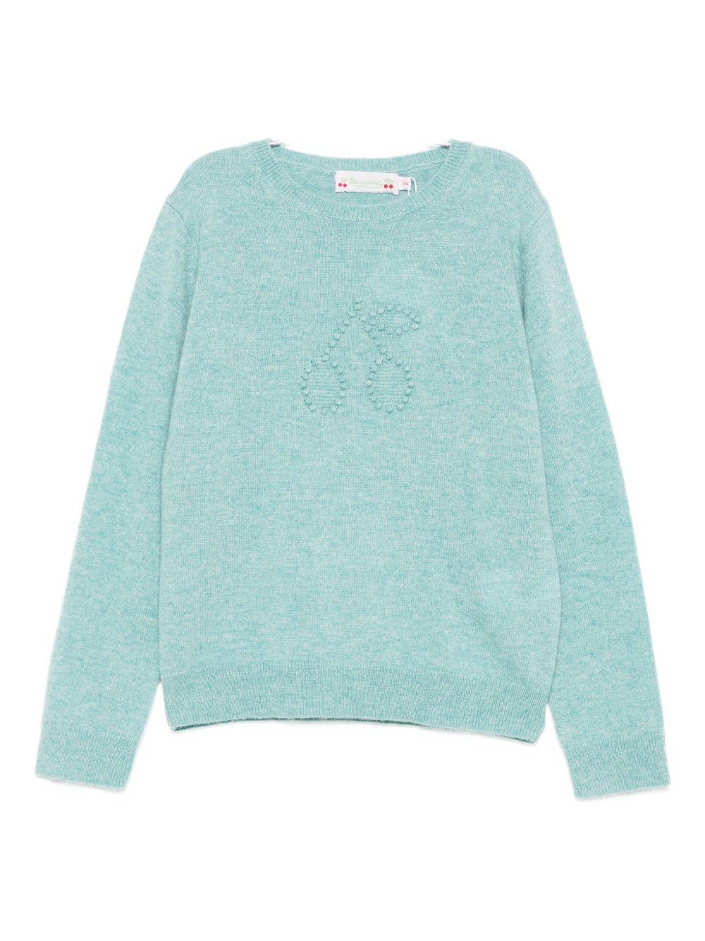 Maglione per bambina Bonpoint azzurro con logo ricamato W05GJUK00012 143 BONPOINT 
