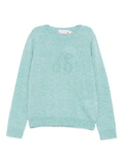 Maglione per bambina Bonpoint azzurro con logo ricamato W05GJUK00012 143 BONPOINT 
